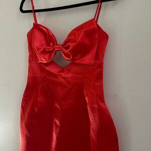 Miss Circle Adorable Red Bow Dress